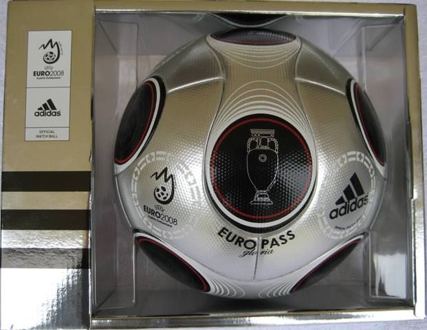 adidas Euro 08 Euroass Match Ball, Size 5, Metallic White/Black