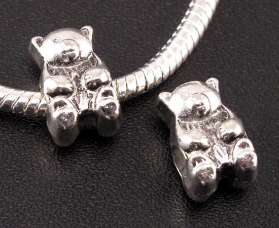  Tibetan Silver Bear Spacer Beads Fit European Charm Bracelet ◆f704