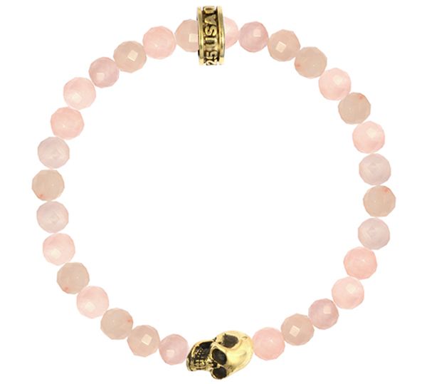 King QUEEN Baby Studio 6MM Rose Quartz bead bracelet 18K  