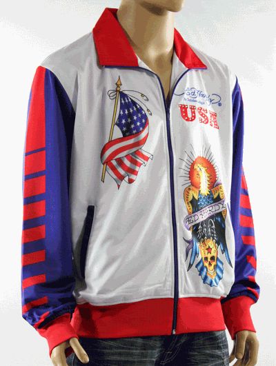 100% Auth Ed Hardy by Christian Audigier USA Eagle Country Track Mens 