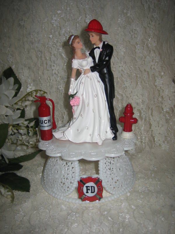 Fireman Firefighter AXE Wedding BRIDE GROOM CAKE TOPPER  