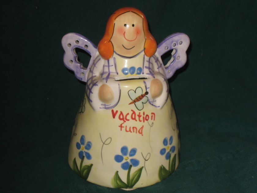 VACATION FUND PIGGY BANK ceramic porclian collectable  