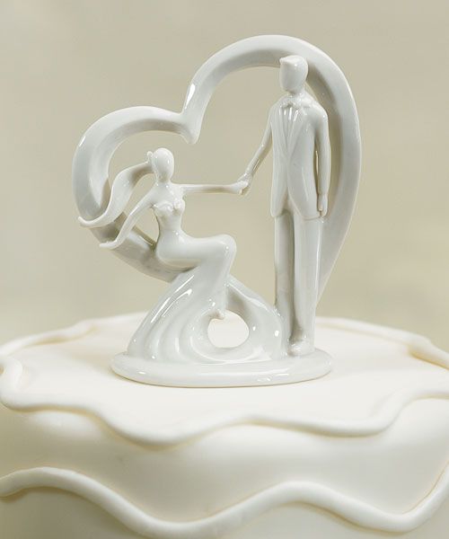   Porcelain Heart Bride & Groom Wedding Cake Top Topper Couple  