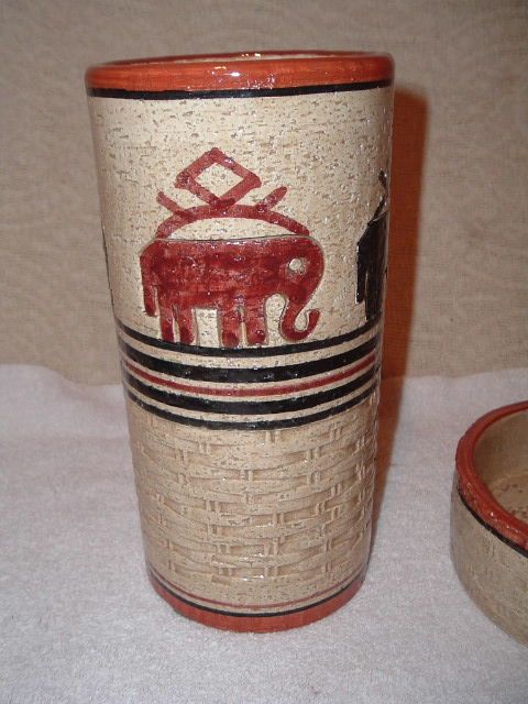 Rosenthal Netter Italy Art Pottery Vase/Tray Elephants  