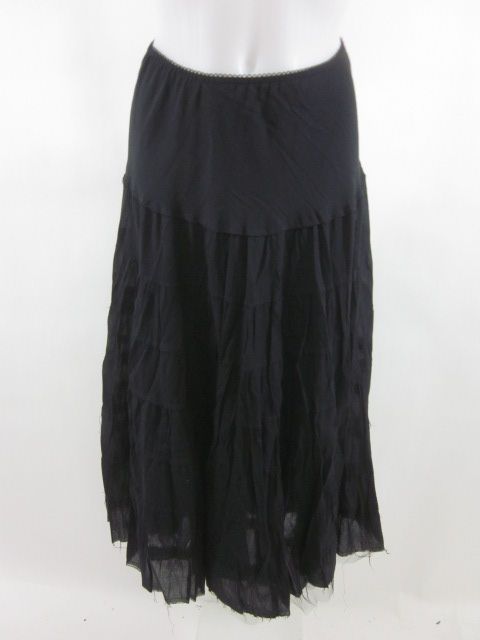 AVENUE MONTAIGNE Black Pleated Full Length Skirt Sz S  