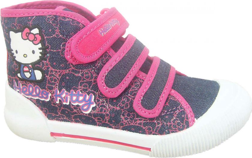 HK45 Girls Hello Kitty Denim Canvas Trainer Boot Shoe Size 8 9 10 11 