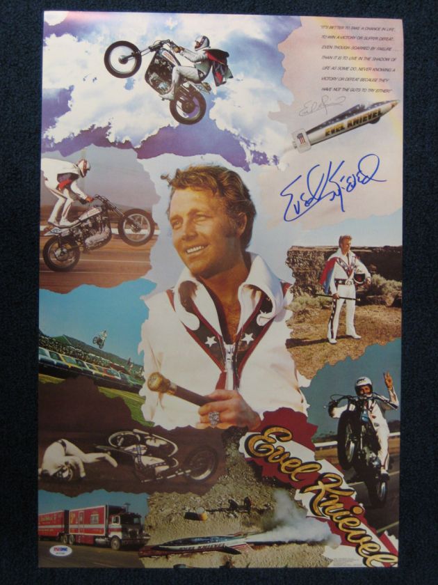 Evel Knievel Signed Collage Poster (PSA/DNA)  