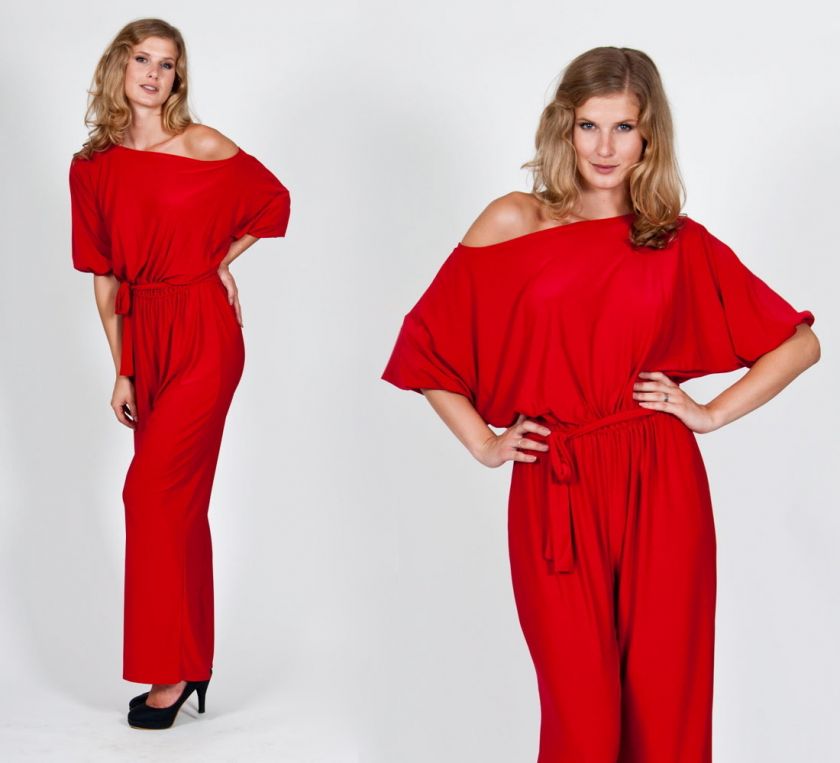 NEW Womens Red Crimson One Shoulder Plus Size Playsuit Jumpsuit Romper 