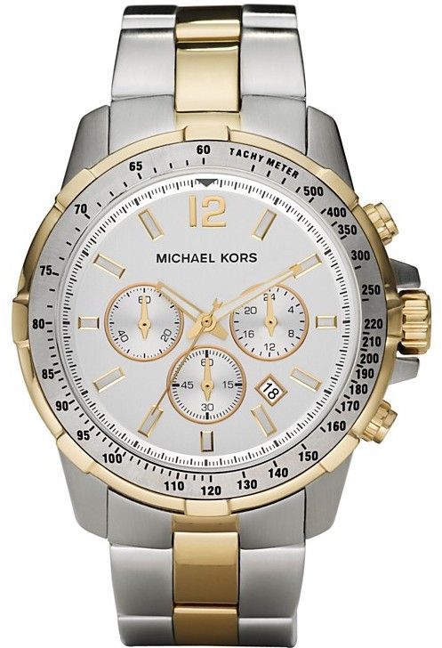 Michael Kors Watch Mens Chronograph Two Tone Stainless Steel Bracelet 