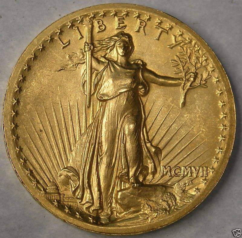 1907 SAINT GAUDENS $20 GOLD DOUBLE EAGLE WIRE RIM VERY RARE HIGH 
