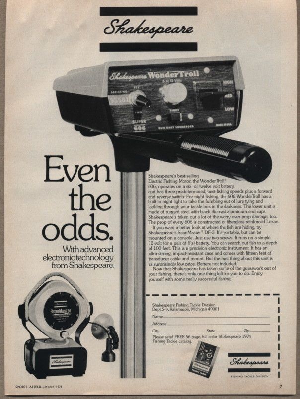   Vintage Ad Shakespeare Electric Fishing Motors Wonder Troll Trolling