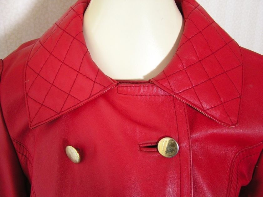 Red Hot MOD 1960s 70s Vtg LEDA SPAIN Leather Jacket Brilliant 
