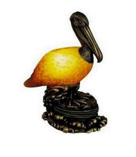 Amber Art Glass Pelican Bird Lamp  