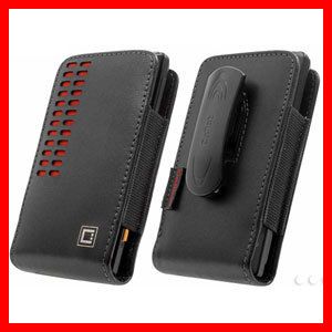 Iphone 4S New Bergamo Vertical Genuine Leather Case Holster Black Red 