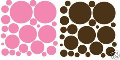 50 Pink and Brown Wall Polka Dots Peel and Stick  