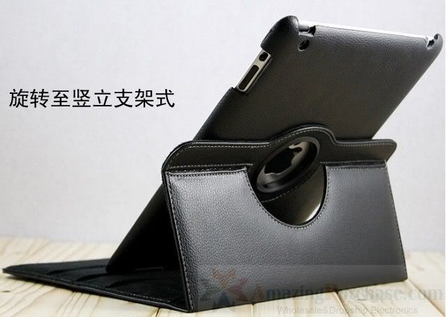 For Apple iPad 2 Leather Cover Case Pouch Stand 360° Rotating Smart 