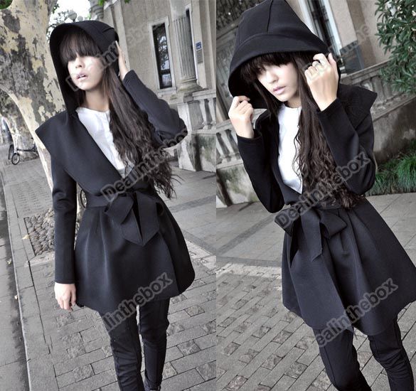 NEW Korea Womens Hooded Coat Trench Jacket Outerwear Style Tops Dress 