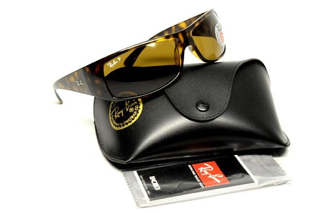 RAY BAN RB 4108 710/57 SUNGLASSES TORTOISE POLARIZED BROWN LENS AUTH 