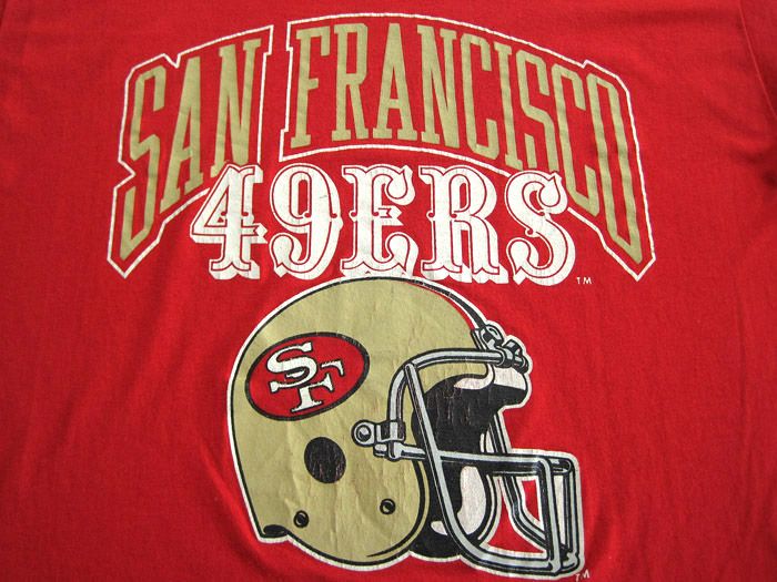 CLASSIC 80s vtg SAN FRANCISCO 49ers helmet T SHIRT L  