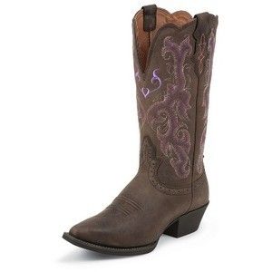 Womens Justin Chocolate Puma Cow Western Boot #L2562  