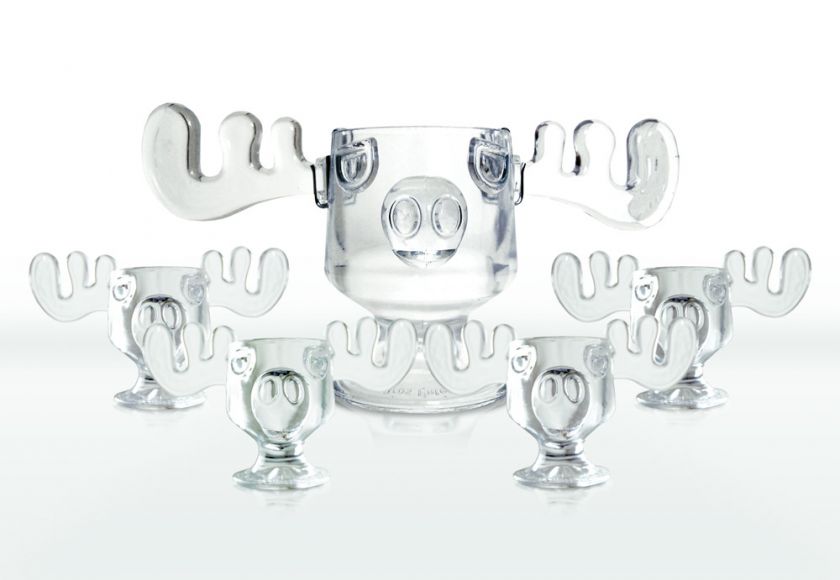 Christmas Vacation Moose Mug Punch Bowl Set with Set of 4 Moose Mugs 